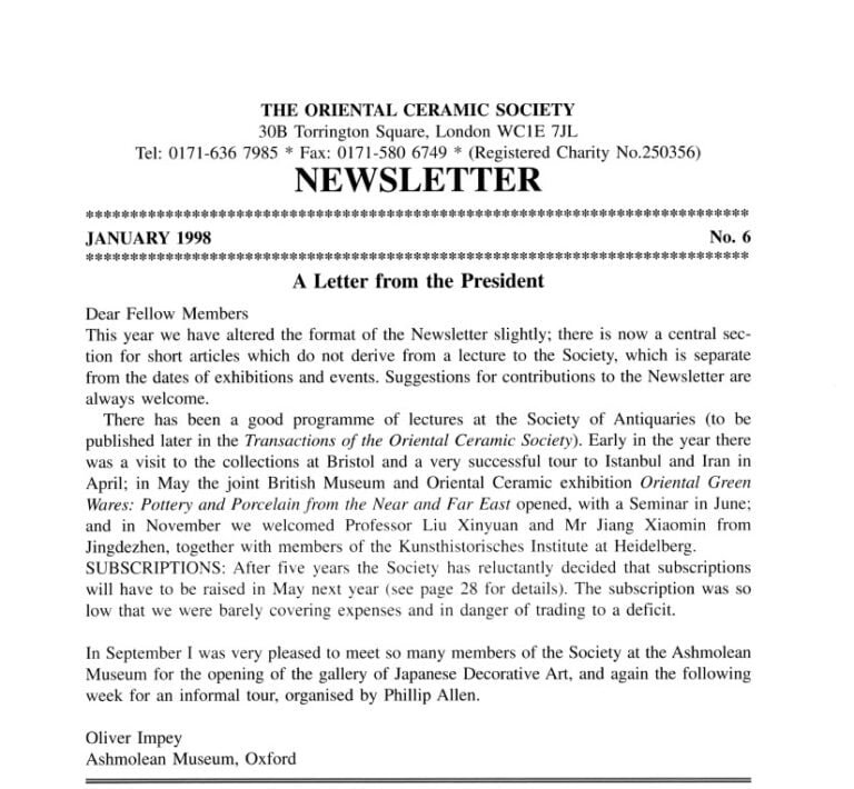 Cover of the OCS Newsletter No. 6 January 1998