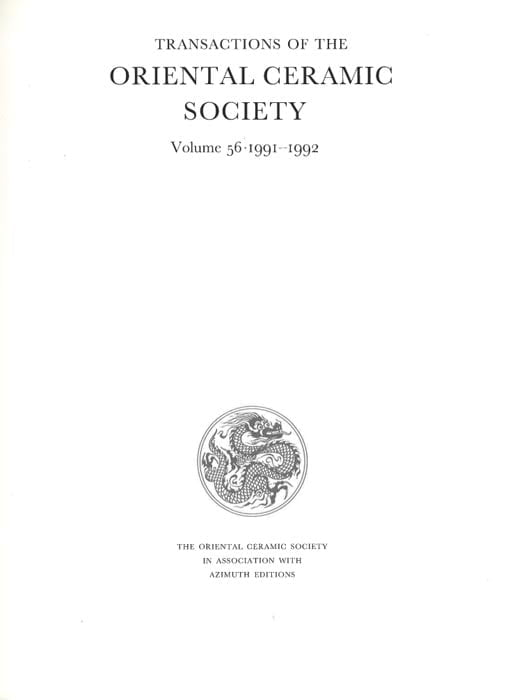 Transactions of The Oriental Ceramic Society 56 frontispiece