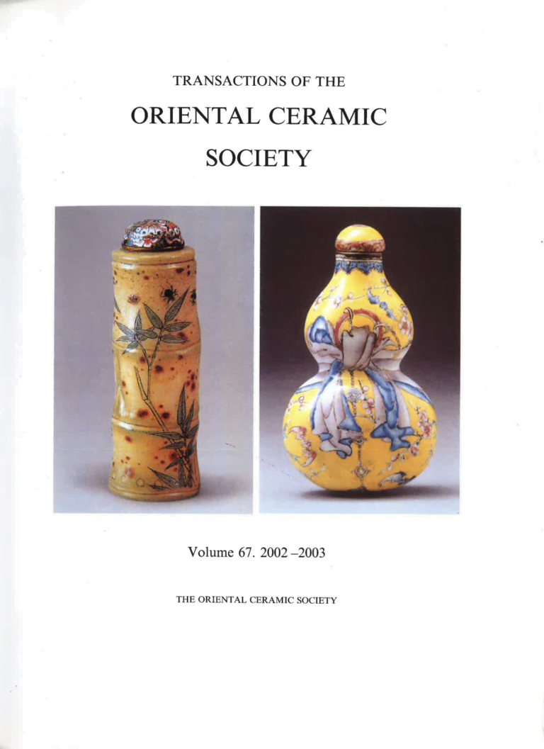 Transactions of The Oriental Ceramic Society 67 2002-2003