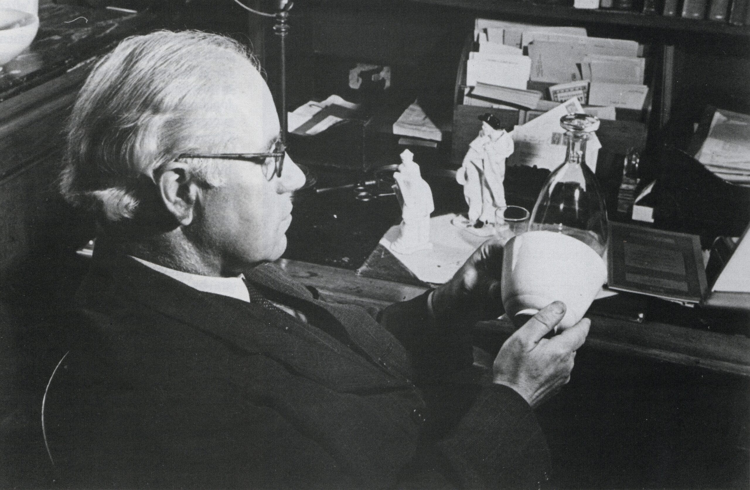 WB Honey sitting at desk looking at a bowl
