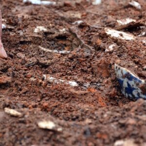 close up of archaeological site showing Yuan Blue-and-white porcelains Stratum at Luomaqiao Kiln Site
